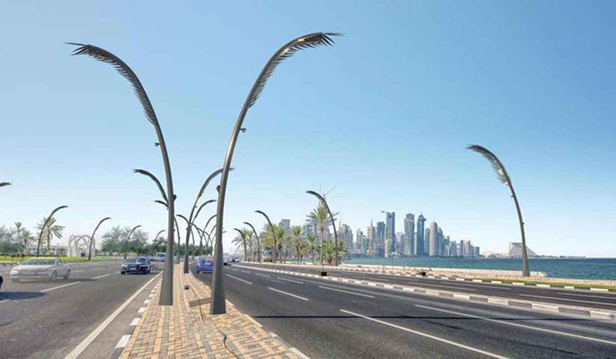 Palm-frond designed light poles